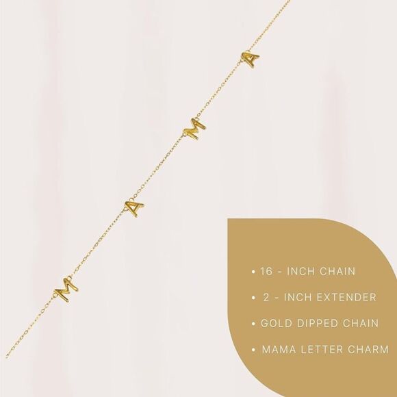 Benevolence LA MAMA Necklace Gold Tone 16+2 inch - Picture 3 of 5